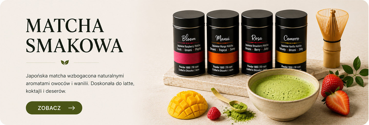 Smakowa japońska matcha z naturalnymi aromatami owoców i wanilii – Leo Tea